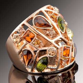18K rose GOLD GP multi Swarovski crystal ring 1199  
