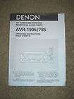 Denon Audio Video Receiver Owners Manual for AVR 1905 a