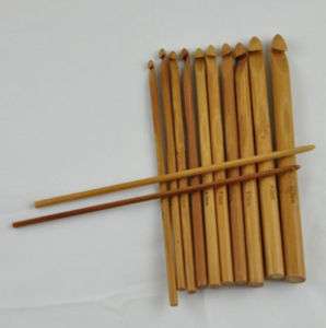 12 SZ carbonized bamboo crochet hooks 3.0 10mm  