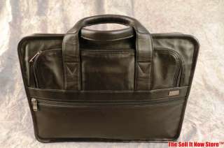 TUMI Black Leather Padded 15 Laptop Bag Briefcase Attache Tote Case 