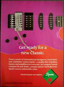 1989 SQUIER Guitars Basses, Amplifiers vintage music ad  