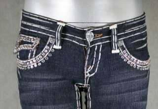 Laguna Beach Jeans Womens Embroidered Pocket WHITE w/ 2G AB Crystals 