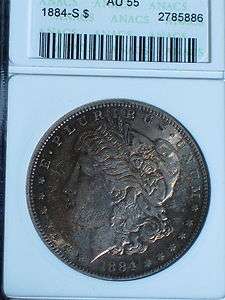 1884 s Key Morgan Dollar Great Collector Piece ANACS AU55 Old Small 