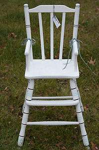Vintage Refurbished Painted Wood High Chair  
