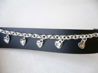 925 Sterling Silver 7.5 Bracelet w/ HeartsItaly  