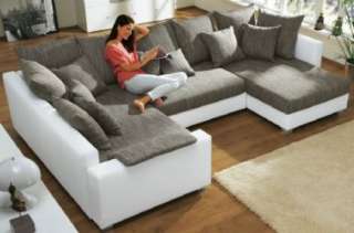 Wohnlandschaft Eck Couch/Sofa mit Federkern Polsterung und 16 Kissen 