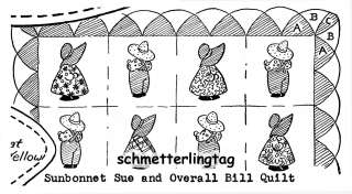 Sunbonnet Sue Overall Bill Applique Quilt Patterns 1945  