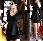 J333 women black red large lace short dress plus size big long sleeves 