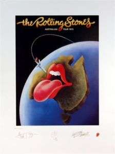 Rolling Stones 1973 Australia Plate Signed Litho #4713  