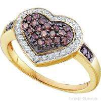 Chocolate Diamond 14K gold Heart Ring love Red Carpet  