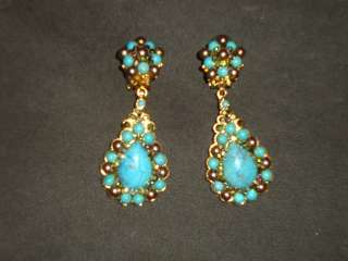Jose and Maria Barrera Turquoise Clip on Earrings  