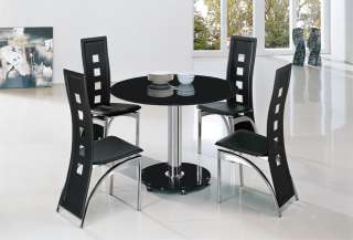 Mini Contemporary Dining Set   Round Glass Dining Table with 4 Dining 