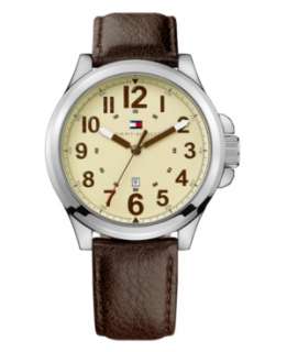 Tommy Hilfiger Watch, Brown Leather Strap 1710298 NEW  