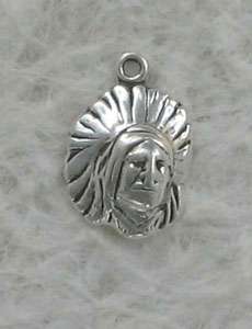 Sterling Silver Native American Chief Charm, New  