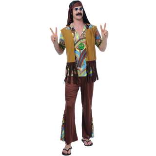 Peace Man 60s Hippie Hippy Mens Fancy Dress Costume  