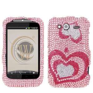  Lovely Heart Diamond Crystal Bling Protector Case for HTC 
