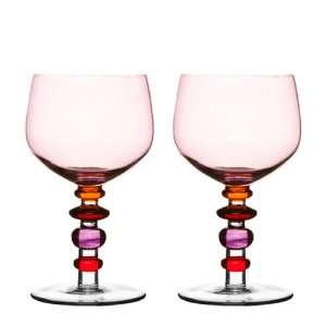 Sagaform Weinglas, 2er Set, rosa/pink  Küche & Haushalt