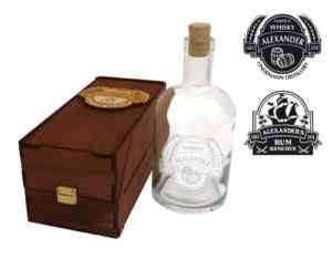 Whisky/Rum Flasche mit persönlicher Gravur Geschenkbox  