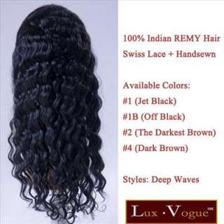   14 Deep Waves Indian Human Hair Swiss Lace Front Wigs