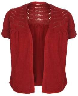   Crochet Knit Bolero Shrug Short Sleeve Cardigan in Wine S/M M/L  