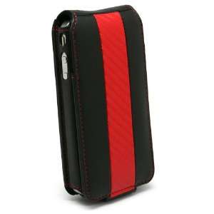   Inspired Red Racing Stripe with Fine Red Accent Stitching   iPhone 4