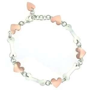  Heart & Dog Bone Copper & Silver Bracelet 