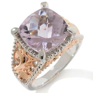 Victoria Wieck 5ct Pink Amethyst Cushion Cut Sterling Silver Ring with 