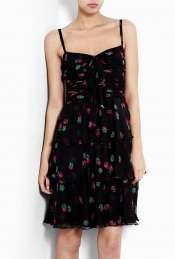 Moschino Cheap & Chic  Strawberry Print Tiered Silk Chiffon Dress by 