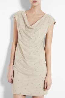 Love Moschino  Sand Netted Dress with Covered Pearls by Love Moschino