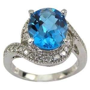  Swiss Blue Topaz and Diamond Ring   5 DaCarli Jewelry