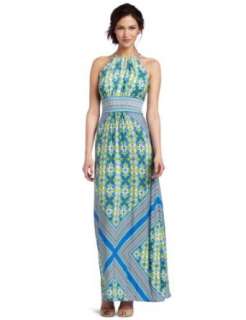   Egyptian Floral Border Printed Matte Jersey Maxi Dress Clothing