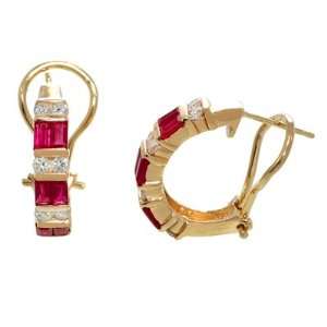  14K Yellow Gold Ruby and Diamond Earrings Jewelry