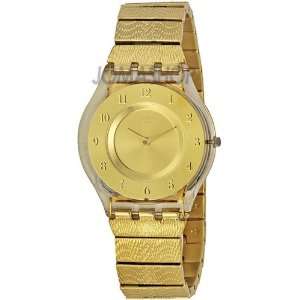   Stainless Steel Swiss Quartz Watch with Gold Dial Swatch Watches