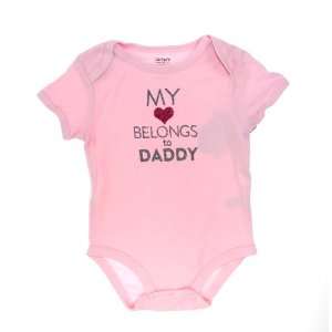   Baby Girls Pink My Heart Belongs to Daddy Bodysuit, 9 Months Baby