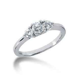  1.1 Ct Diamond Engagement Ring Round Prong Three Stone 14k 