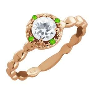   63 Ct Round White Topaz and Green Peridot 14k Rose Gold Ring Jewelry