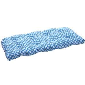Pillow Perfect Outdoor Blue/White Geometric Wicker Loveseat Cushion