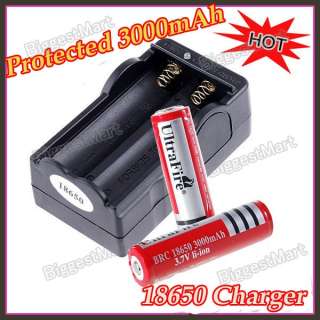 2x18650 3000mAh Protected Li ion UltraFire Battery Plus Dual 18650 
