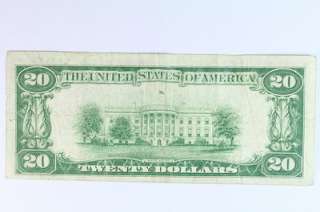 1928 A $20 Twenty Dollar Bill Federal Reserve Bank Note Woods Mellon 