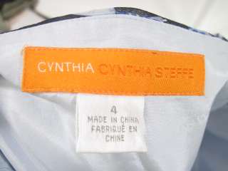 CYNTHIA STEFFE Blue Silk Floral Sleeveless Dress Size 4  