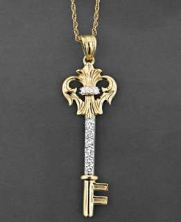 14k Gold Pendant, Diamond Key (1/4 ct. t.w.)