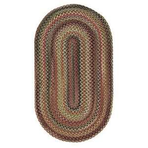   Dark Sage Oval Braided Rug Size Concentric 3 x 5