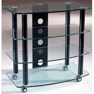   TD110B   32 Black Glass Flat Panel Highboy TV Stand