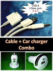 iPhone 4 Dock Car audio Aux hifi jack USB charger Cable  