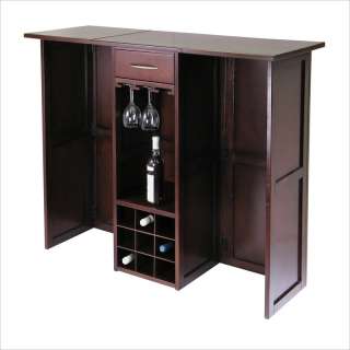 Winsome Newport Expandable Counter Home Wine Bar in Antique Walnut 