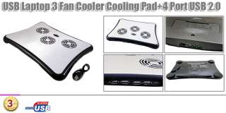   Fan Aluminum LED Laptop HUB Cooler Cooling Pad For Dell HP Acer PS3