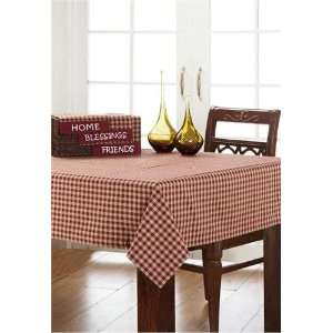   Heart Burgundy Check 60 Country Tablecloth