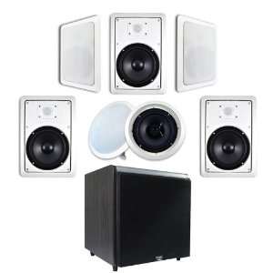 /Ceiling 8 Speaker System (HT 87) w/Black 15 Powered Home Theater 