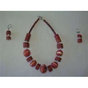  Red Stone Beaded Necklace Set Arts, Crafts & Sewing
