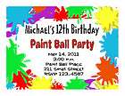 10 PAINT ART PAINTBALL ball Birthday Party Invitations